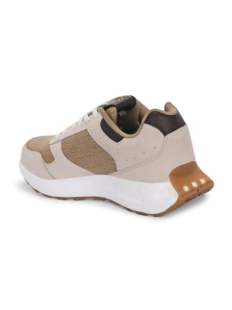 Shop Beige/White Sand/Brown Lace-Up Sneakers For Men 686-03