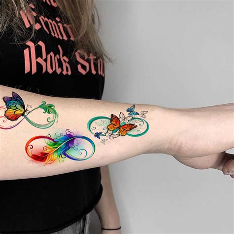 Temporary Tattoowala Butterfly With Colourful Infinity Temporary Tattoo ...