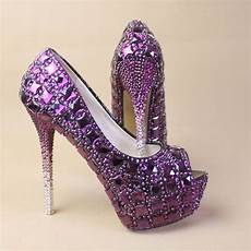 Purple Heels For Wedding by New Purple Rhinestone Shoes High Heel Purple Heels For Wedding