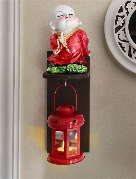 Buy TIED RIBBONS Buddha Monk Statue and Hanging Lantern Tealight Candle ...