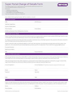 Fillable Online Super Portal Change of Details Form - bMYOBb Fax Email ...