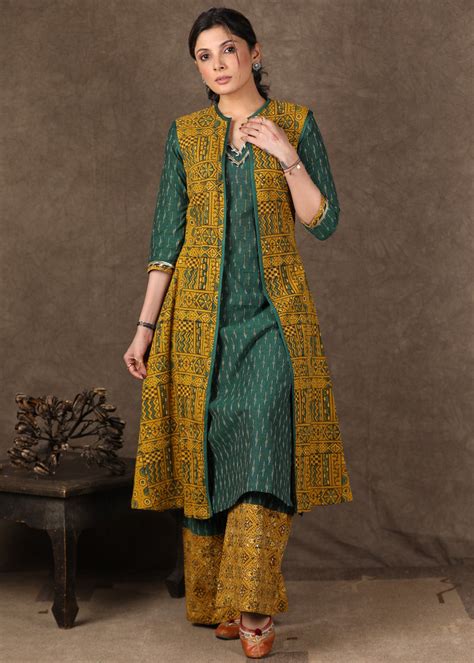 Green Ikat Kurta with Gota Patti Work – Sujatra