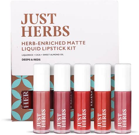 Just Herbs Enriched Liquid Lipstick Kit Set Of 5 Deeps & Reds - Price ...