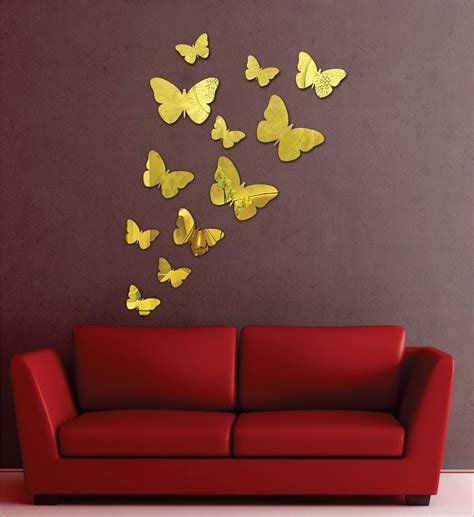 Atulya Arts Acrylic 3D Butterfly Mirror Wall Stickers, Acrylic Sticker ...