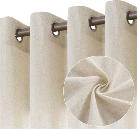 Amazon.com: Jowels Natural Linen Curtains 120 Inch Length 2 Panels for ...