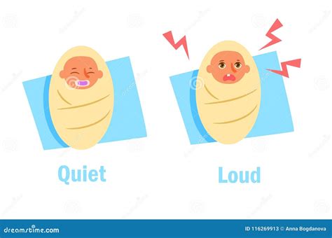 Quiet Loud Opposite Antonyms Stock Vector - Illustration of female ...