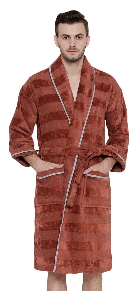 Elle Decor Elegance Embroidered Cotton Bathrobe - 45"x22", Cinnabar ...