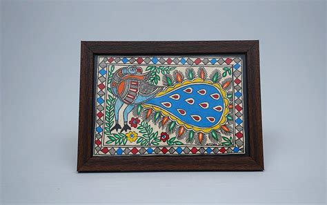 Buy Peacock Madhubani Painting - A5 Size Frame Online Indic Inspirations