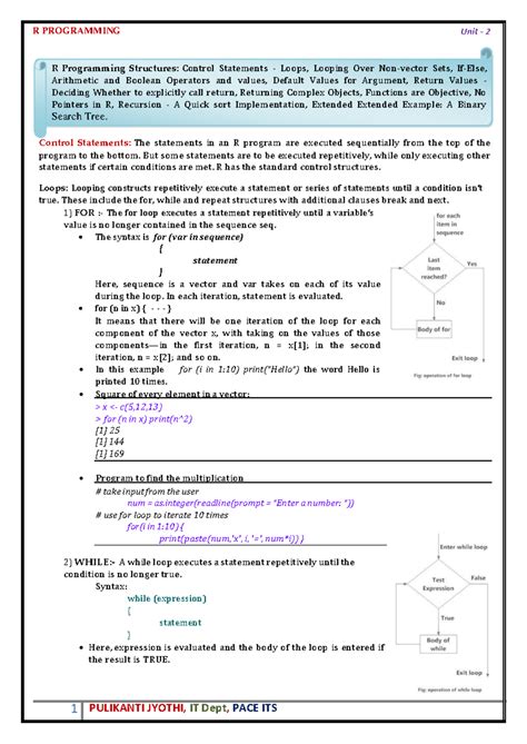 R-PROG UNIT-2 - R programmin unit-2 - R Programming Structures: Control ...