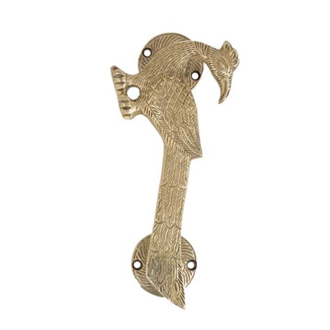 Handmade Golden Brass Door Handle Indian Peacock Design