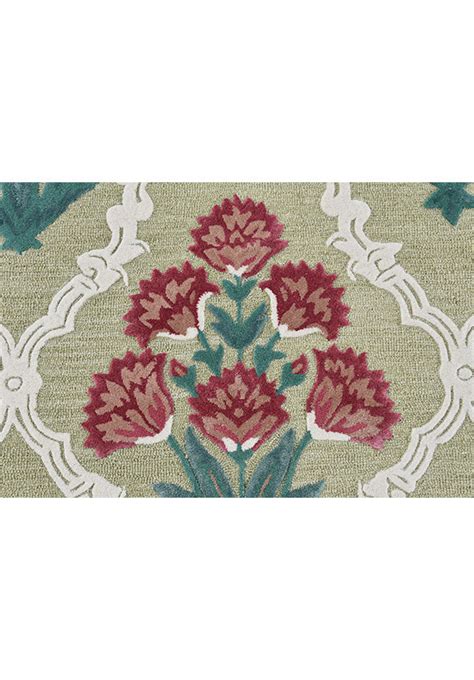 Elegant 5*8ft Padma Rug - Lotus & Checkered Design