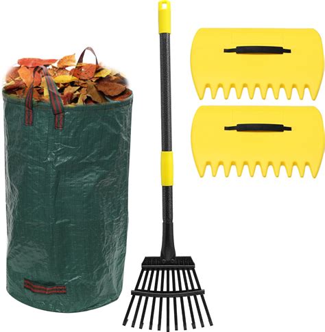 Amazon.com : Leaf Collector Garden Rake Set - Adjustable 18 Tines Leaf ...