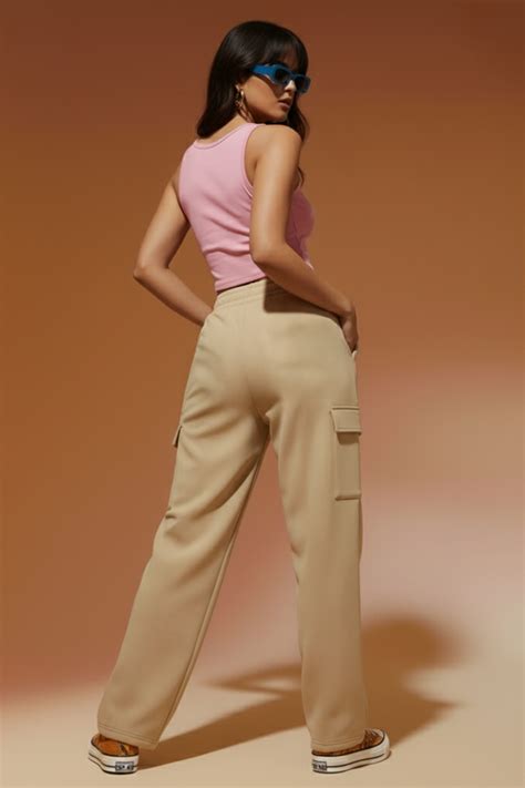 Beige Active Wear 4 Pocket Knitted Cargo Jogger – Juneberry