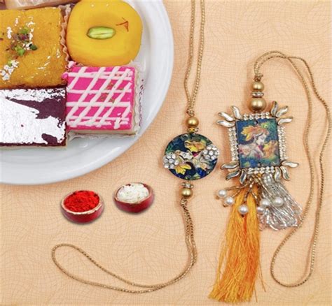 Buy Best Radha Krishna Couple Rakhi With Assorted Sweets | Mirchi ...