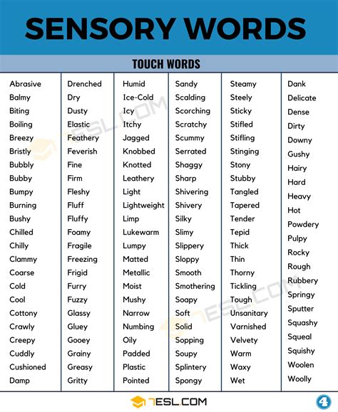 Examples Of Sensory Words