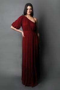 Buy Maroon Georgette One Shoulder Pleated Hem Gown For Women by Swatee ...