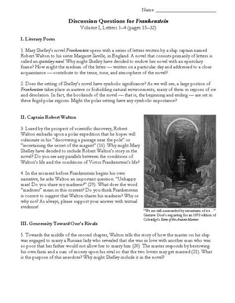 Frankenstein Study Questions/Reading Guide at John Cargill blog