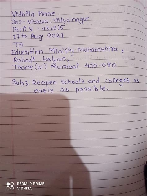 Formal letter Write a letter to the Education Minister of Maharashtra ...