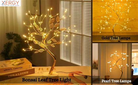 Buy XERGY 20" Tabletop Bonsai Tree Light with 72 LED and 24 Golden Leaf ...