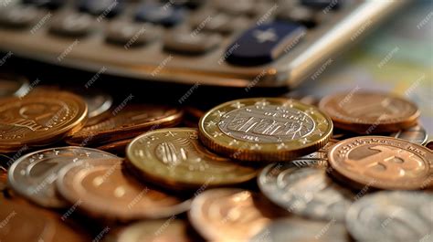 Premium Photo | Financial Calculation Euro Coins and Calculator