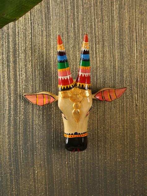 Buy Vintage Finish Wooden Cow Head Wall Hanging Decor | Revive Home