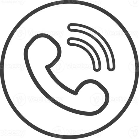 Phone call icon in thin line black circle frames. 25213076 PNG