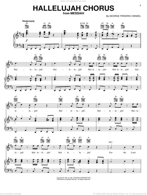 Handel - Hallelujah Chorus sheet music for voice, piano or guitar