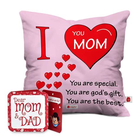 Buy Indigifts Cushion Cover 12x12 with Filler | I Love You Mom Printed ...