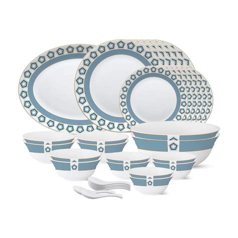 Larah by Borosil - Tiara Series, Crystal, 33 Pcs, Opalware Dinner Set ...
