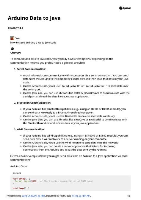Arduino Data to Java - Arduino Data to Java ChatGPT 3. You how to send ...