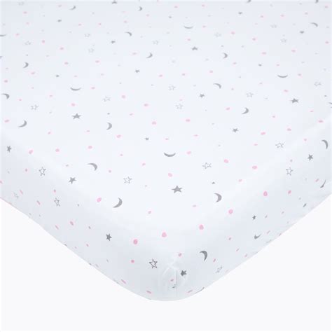 Organic Fitted Crib Sheets - Sleepy Star (Pink) | Masilo Organic Baby