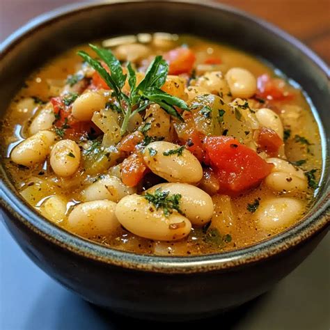 Easy Crockpot Tuscan White Bean Stew with Bold, Cozy Flavors