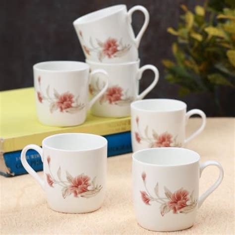 Clay Craft Bone China Multicolor Tea/Coffee Cup/Mugs (Set of 6 Cups ...