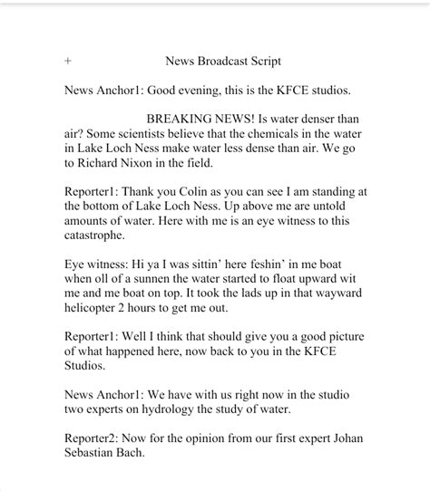 Image result for BBC News Script Example