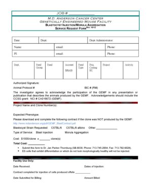 Fillable Online BLASTOCYST INJECTION/MORULA AGGREGATION SERVICE REQUEST ...