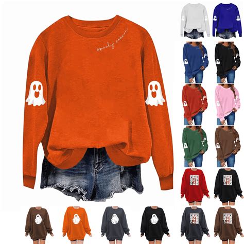 yoeyez Womens Graphic Sweatshirt Crew Neck Long Sleeve Sweat Shirts ...