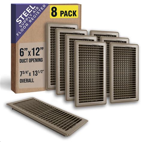 [8 Pack] Fits 6x12 and 12x6 Duct Opening | Floor Register with Louvered ...