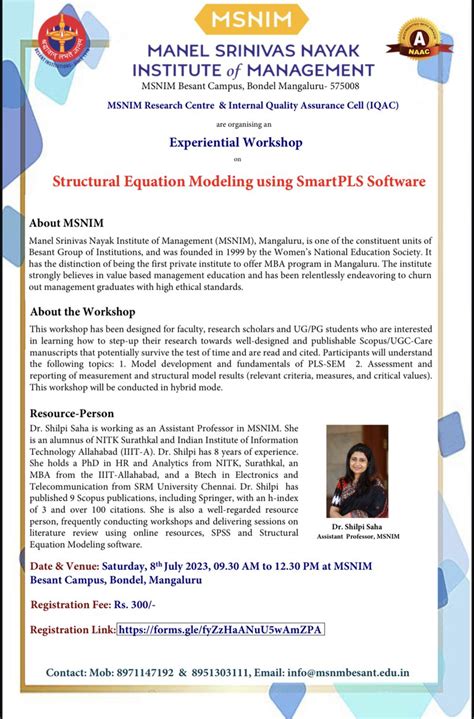 Inauguration of MSNIM Research Centre followed by Experiential Workshop ...