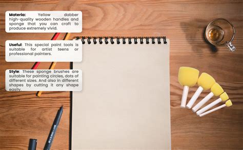 Lakeer 5 Pcs Round Stencil Sponge Dabber Wooden Handle Foam Brush ...