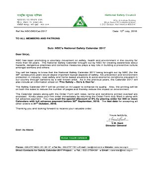 Fillable Online Safety Observance Calendar - National Safety Council ...