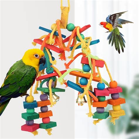 Buy Miuline Parrot Toys Bird Chewing Toy - Parrot Cage Bite Toys Wooden ...