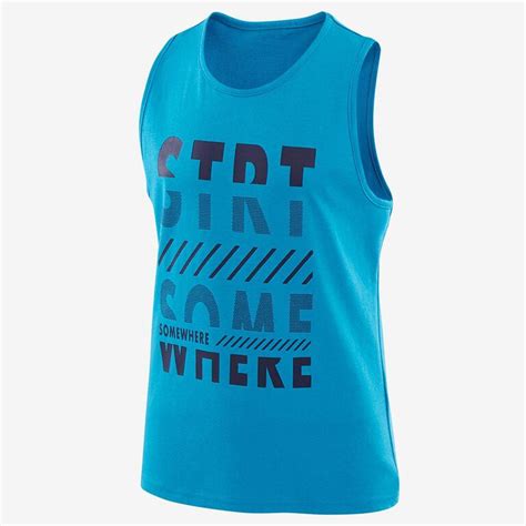 Boys' Gym Tank Top 100 - Blue/Navy Blue Print