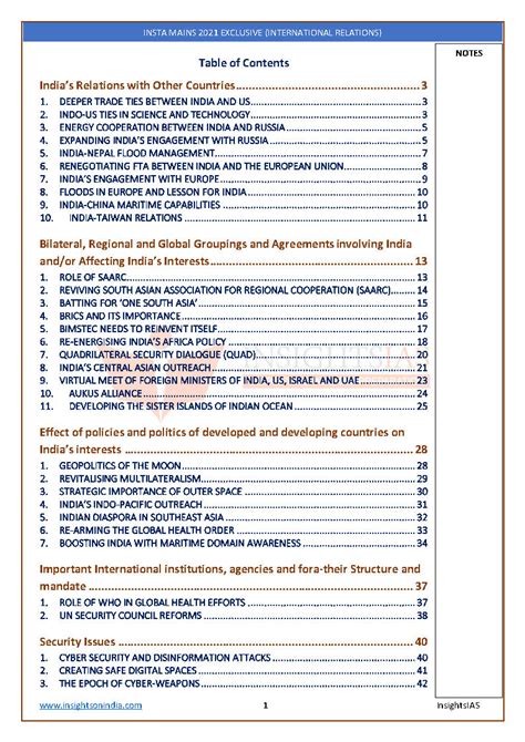 Insights IAS-Insta Mains Exclusive International Relations 2021-English ...