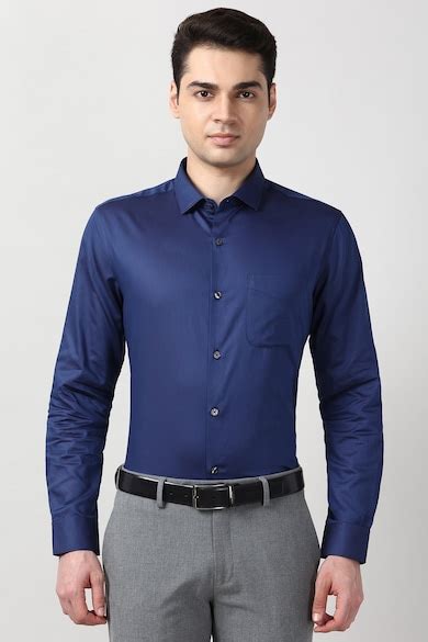 Buy Men Navy Slim Fit Full Sleeves Formal Shirt Online - 40047298 ...
