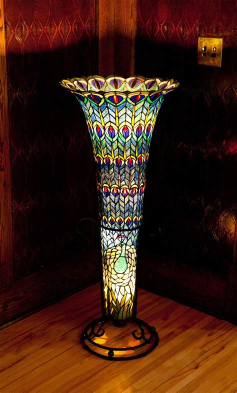 River of Goods 43-Inch Tiffany Style Stained Glass Peacock Floor Vase ...
