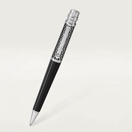 CROP000239 - Santos de Cartier ballpoint pen - Engraved metal, black ...