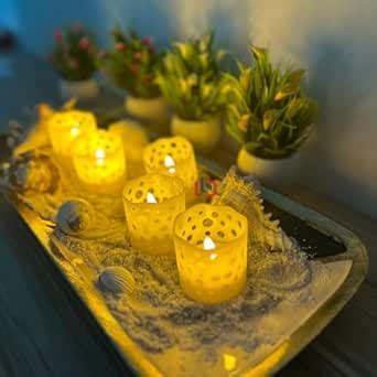 LE'SIJA DECORATIONS Flameless LED Tea Light Candles with Polka Dot Hole ...