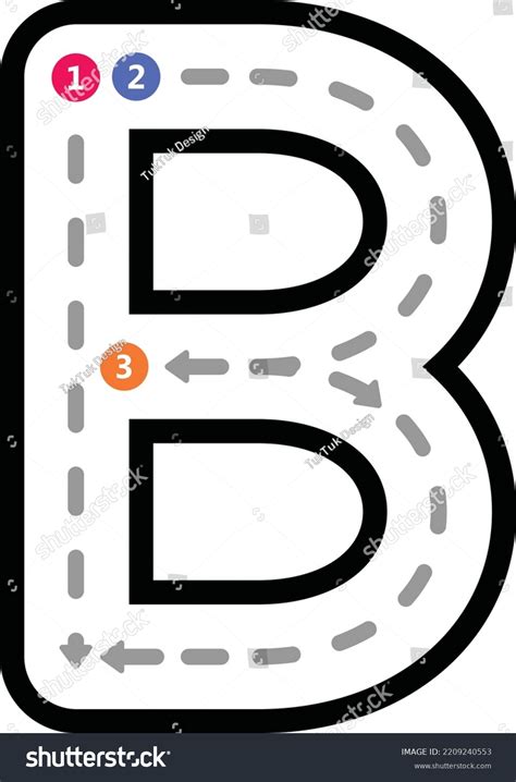 Tracing Alphabet Uppercase Capital Letter B: Vector có sẵn (miễn phí ...