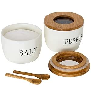 Buy Howise 2 Pack White Rustic Salt Pepper Bowl Set, Ceramic Salt and ...
