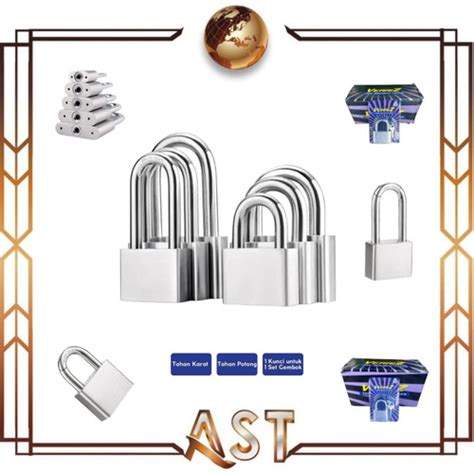 Jual Kunci Gembok Putih Pagar Pintu Rumah Stainless Steel Tahan Air ...